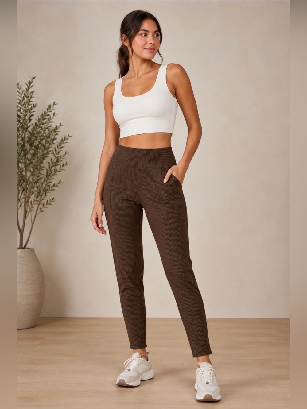Athleta Delancey Houndstooth Legging Women’s Medium Brown High Rise Athleisure